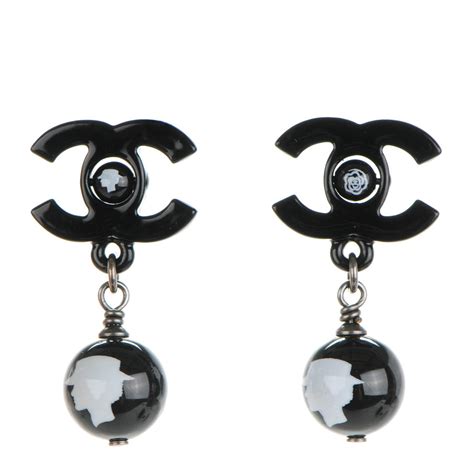 chanel black enamel cc drop earrings price|Chanel earrings cc real.